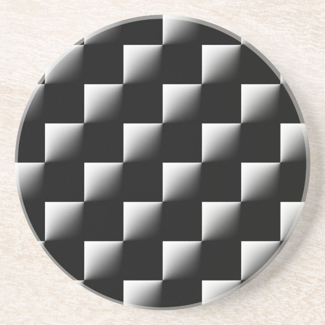 Black and White Chequered Pattern Coaster (Front)
