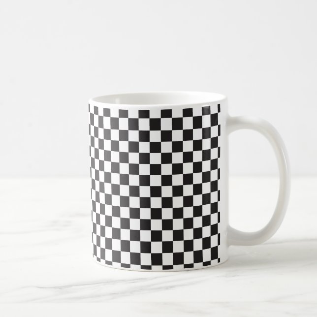 Black And White Chequered Pattern Coffee Mug (Right)