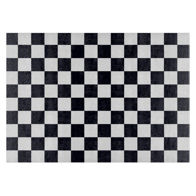 Black and White Chequered Pattern Cutting Board (Front)