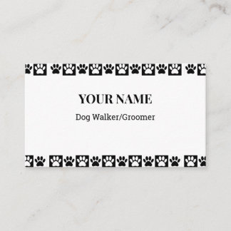 Black And White Chequered Pattern Dog Walker Groom Business Card