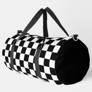 Black and White Chequered pattern Duffle Bag