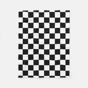 Black and white chequered pattern fleece blanket