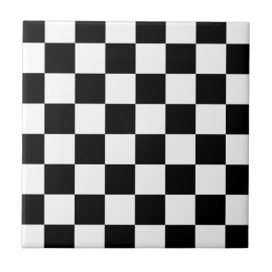 Black and White Chequered Pattern Gifts Tile