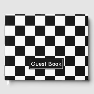 Black and White Chequered Pattern Guest Book