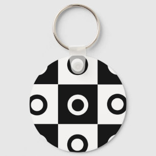 Black and white chequered pattern keychain