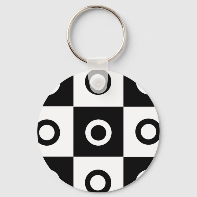 Black and white chequered pattern keychain (Front)