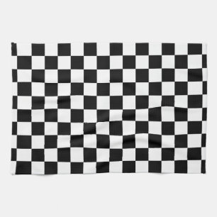Black and white chequered pattern kitchen towel