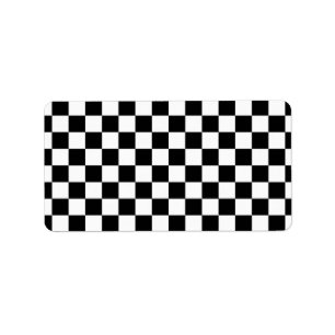 Black and white chequered pattern label