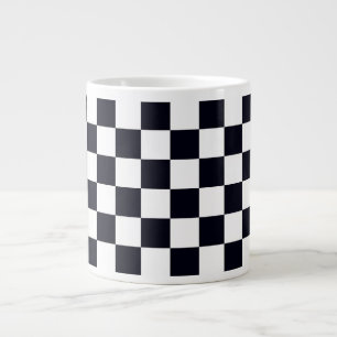 Black and White Chequered Pattern Large Coffee Mug