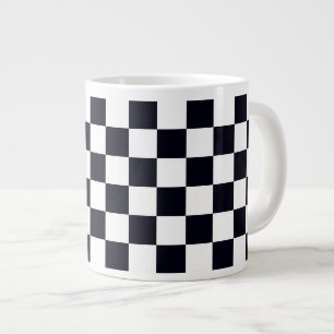 Black and White Chequered Pattern Large Coffee Mug