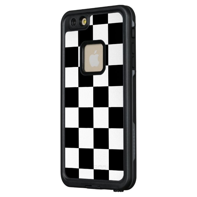 Black and White Chequered Pattern LifeProof iPhone Case (Back/Left)