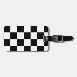 Black and White Chequered Pattern Luggage Tag