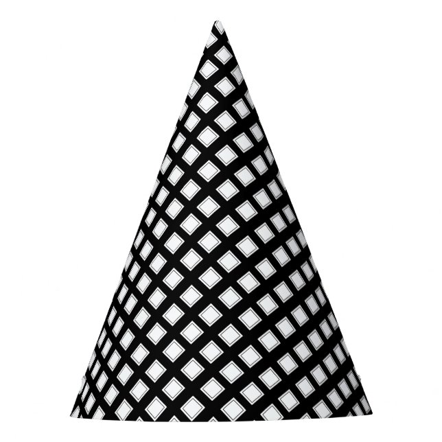Black and White Chequered Pattern Party Hat (Front)