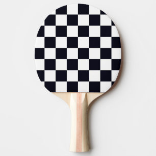 Black and White Chequered Pattern Ping Pong Paddle