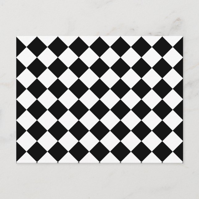 Black and White Chequered Pattern Postcard (Front)