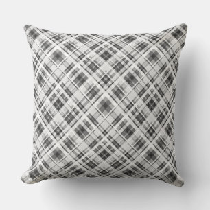 Black and white chequered pattern print throw pillow