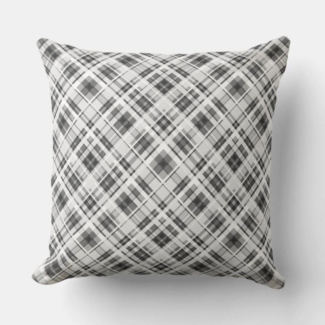 Black and white chequered pattern print throw pillow (Front)