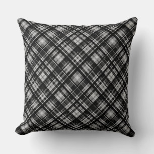 Black and white chequered pattern print throw pillow