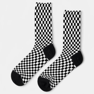 Black and white chequered pattern socks