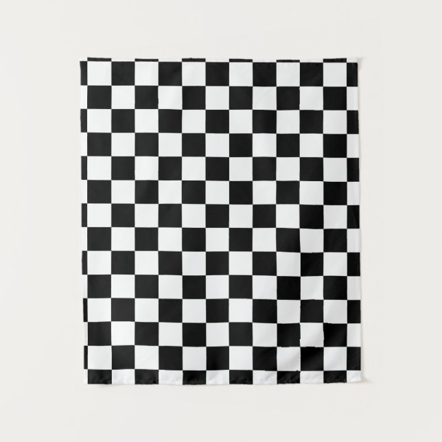 Black and White Chequered Pattern Tapestry (Front)
