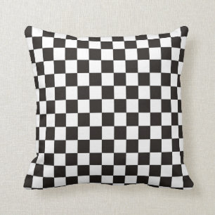 Black and White Chequered Pattern Throw Pillow