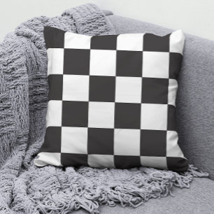 Black and White Chequered Pattern Throw Pillow