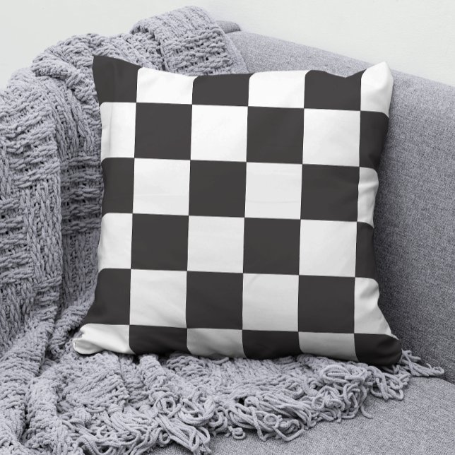 Black and White Chequered Pattern Throw Pillow (Creator Uploaded)