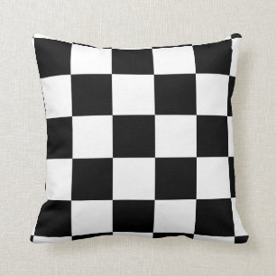 Black and White Chequered Pattern Throw Pillow