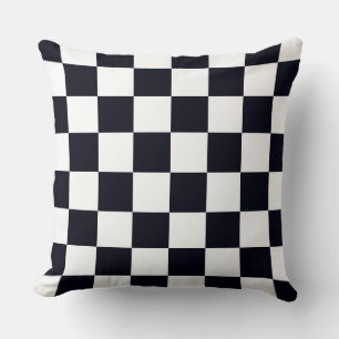 Black and White Chequered Pattern Throw Pillow