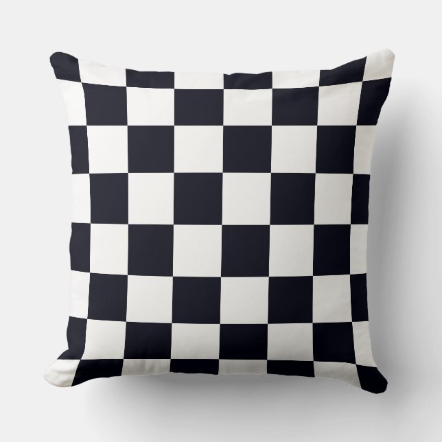 Black and White Chequered Pattern Throw Pillow (Front)