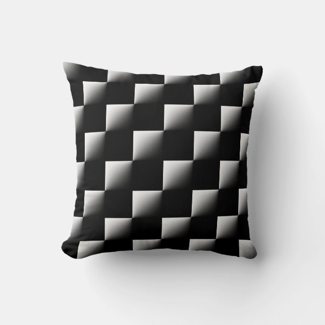 Black and White Chequered Pattern Throw Pillow (Front)