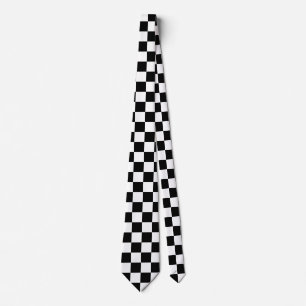 Black and White Chequered Pattern Tie