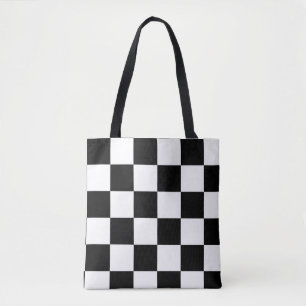 Black and White Chequered Pattern Tote Bag