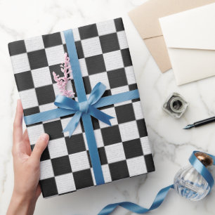 Black and White Chequered Pattern Wrapping Paper