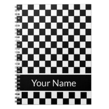 Black and White Chequered Personalized Name
