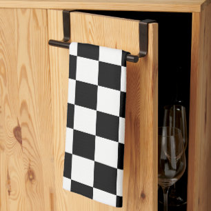 Black and White Chequered Print Kitchen Towel