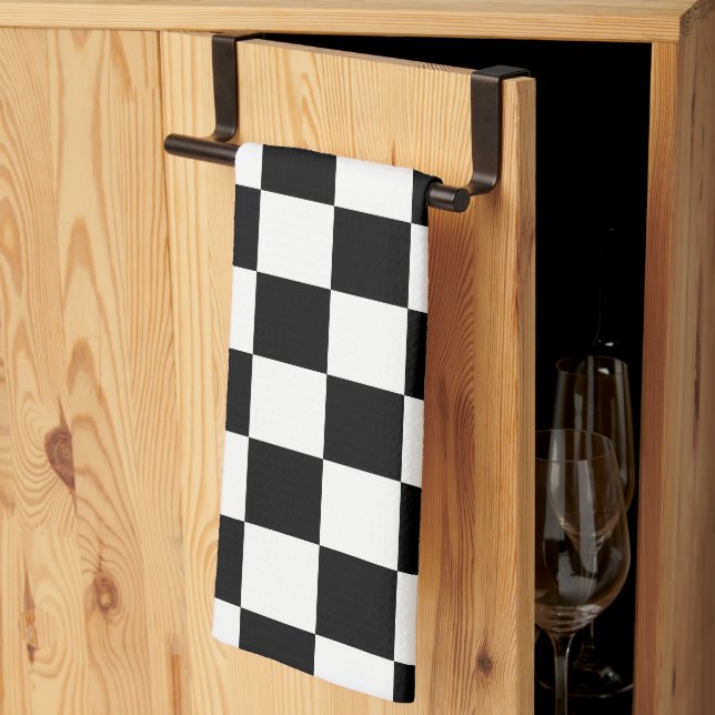 Black and White Chequered Print Kitchen Towel (Thirds Fold)
