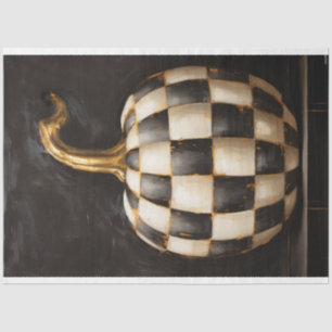 Black and white chequered pumpkin and gold stem tissue paper