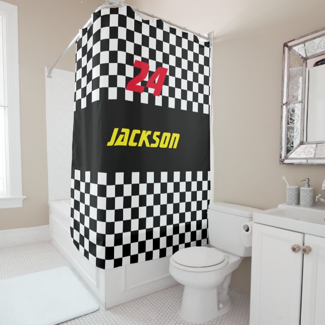 Black and White Chequered Race Fans (In Situ)