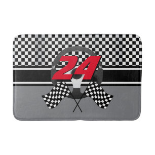 Black and White Chequered Racing 🏎 Design Bath Mat