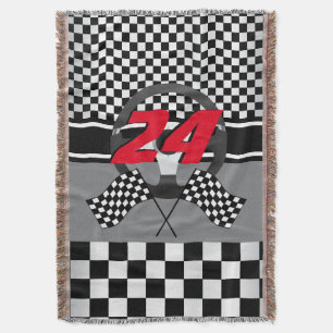 Black and White Chequered 🏎 Racing Design Throw Blanket