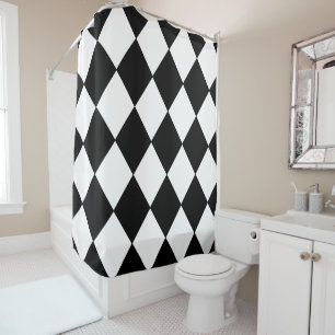 Black and White Chequered Shower Curtain