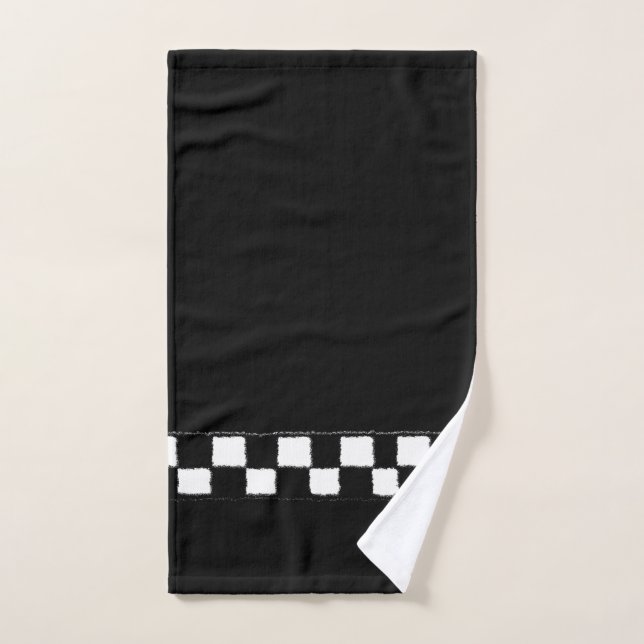 Black and White Chequered Splatter Effect Hand Towel (Hand Towel)