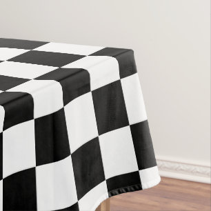 Black and White Chequered Sport Tablecloth
