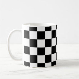 Black and White Chequered Square Pattern Coffee Mug