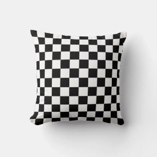 Black and White Chequered Square Pattern Throw Pillow