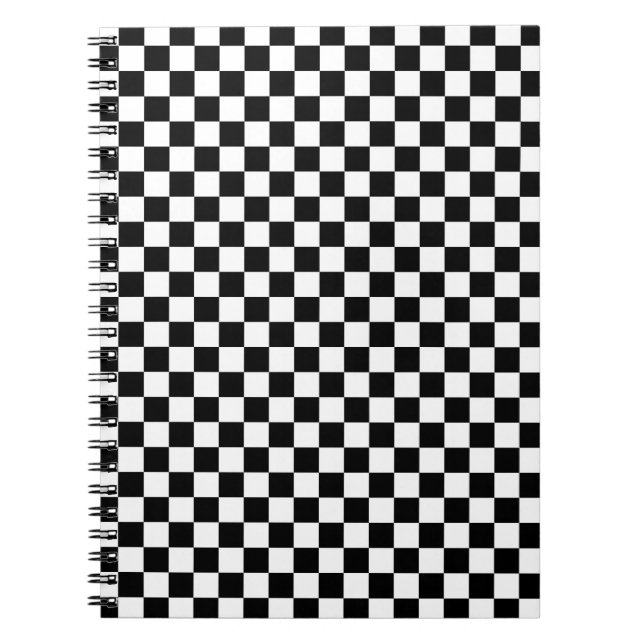 Black and White Chequered Squares Notebook (Front)