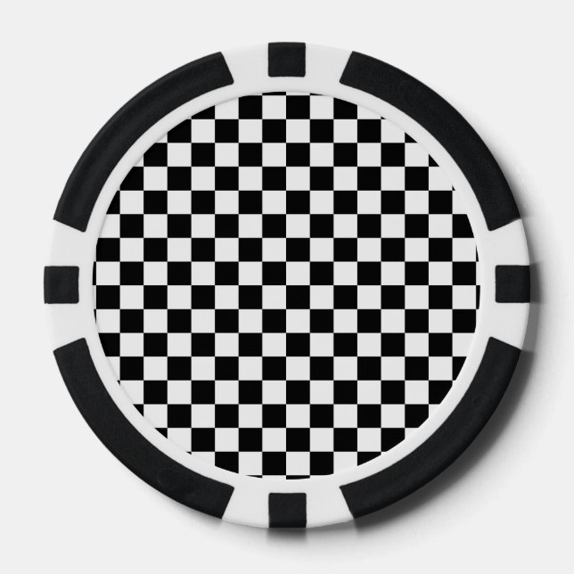 Black and White Chequered Squares Poker Chips (Front)
