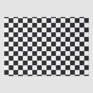 Black and White Chequered Squares Tissue Paper