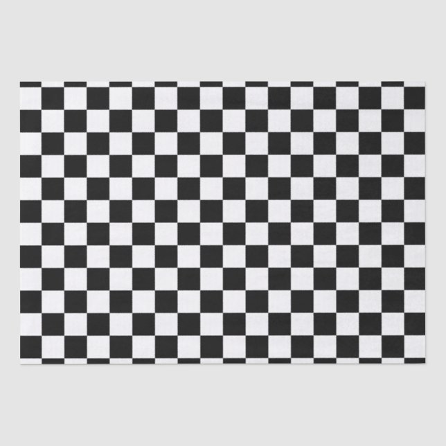 Black and White Chequered Squares Tissue Paper (Front)